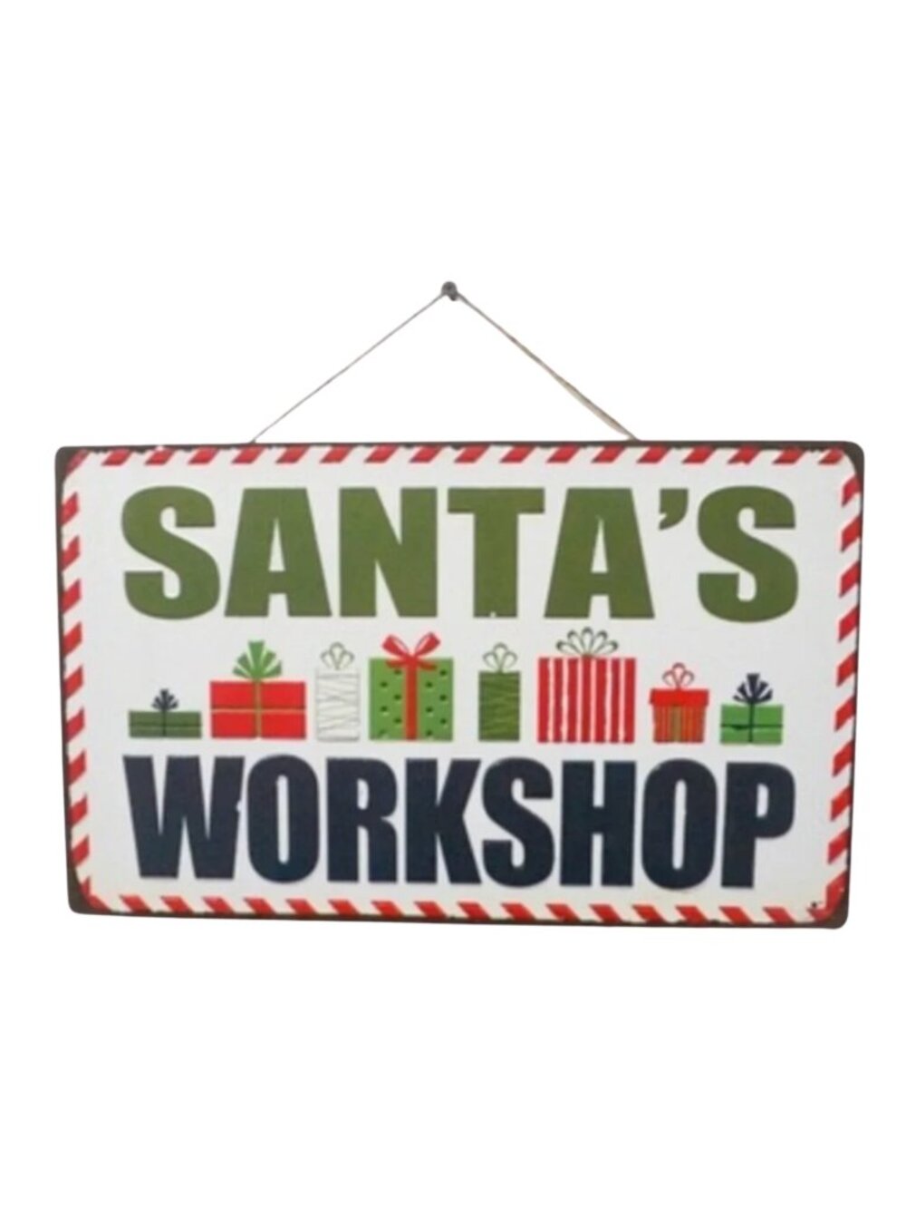 Retro "Santa's Workshop" Metal Wall Sign